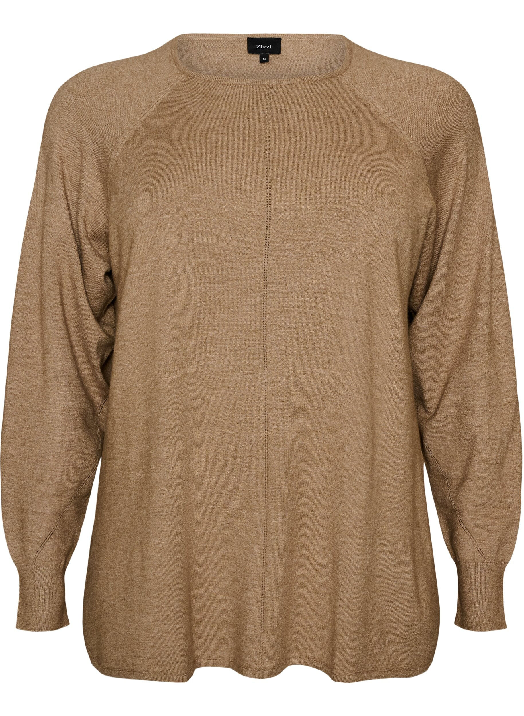 ZizziChemisier en tricot avec col rond et motif tricot, Beige, Packshot image number 0