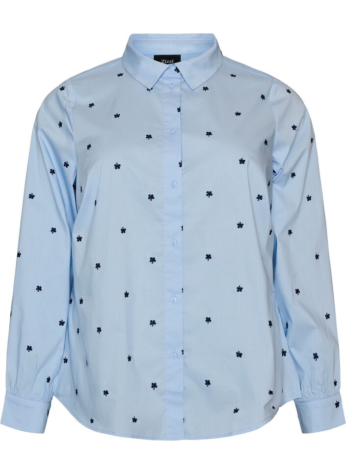 Chemise avec cerises brod&eacute;es, Bleu Clair, Packshot image number 0