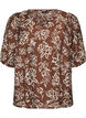 Blouse en viscose avec col en V, Marron, Packshot image number 0