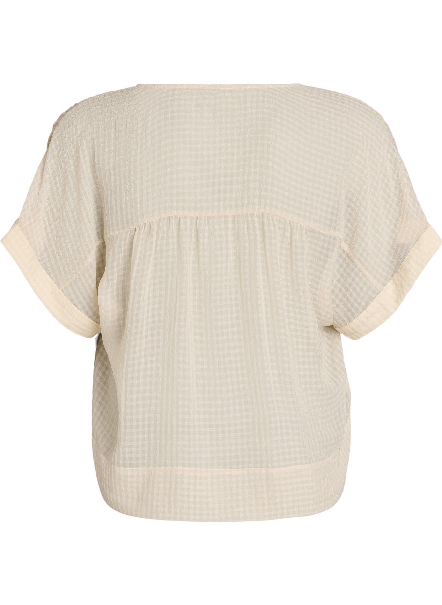 ZizziBlouse en seersucker avec col en V, Beige, Packshot image number 1