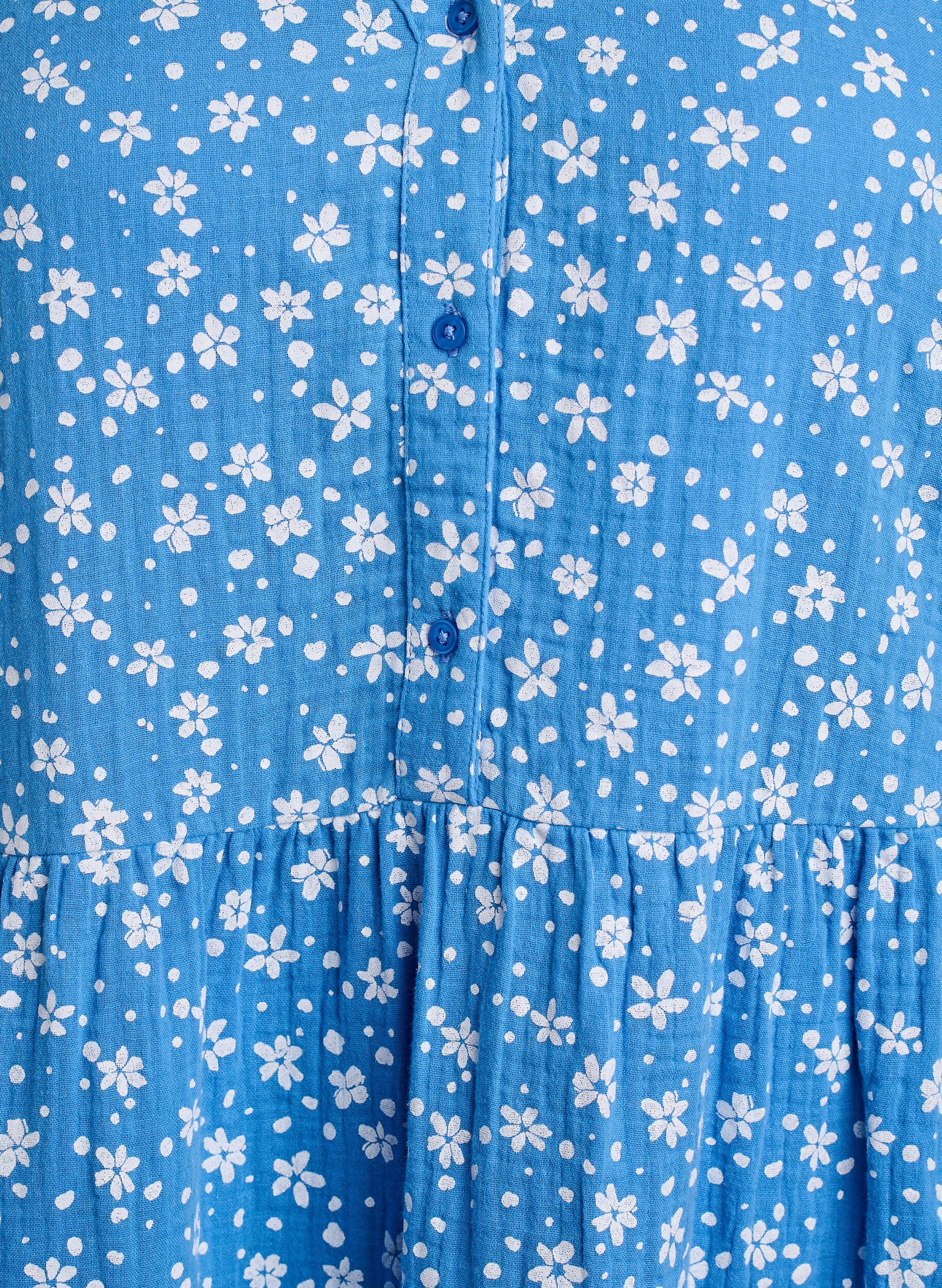 Zizzi Robe courte en mousseline de coton &agrave; motif, Bleu, Packshot image number 2