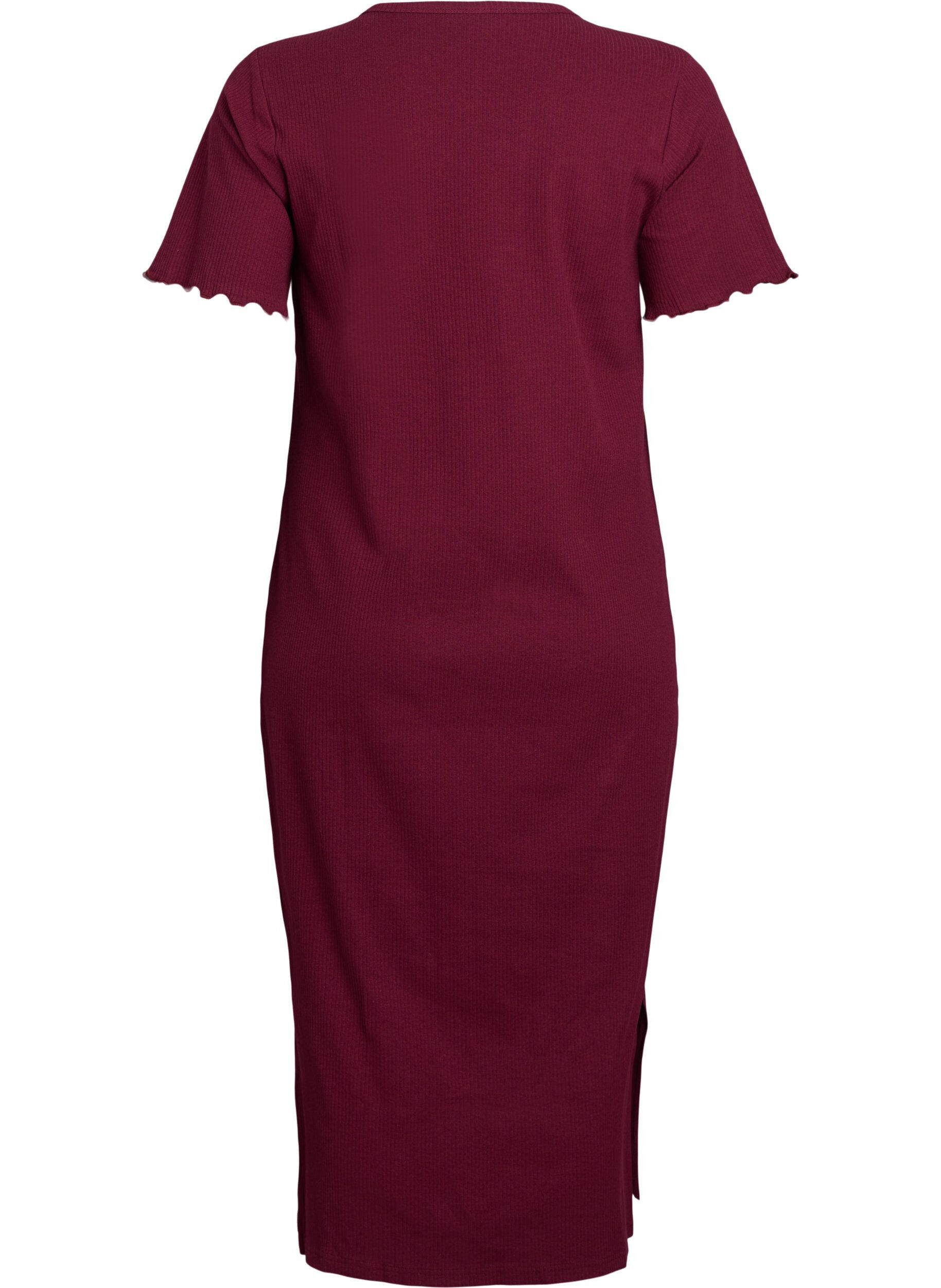 Zizzi Robe maxi en jersey avec manches courtes, Bordeaux fonc&eacute;, Packshot image number 1