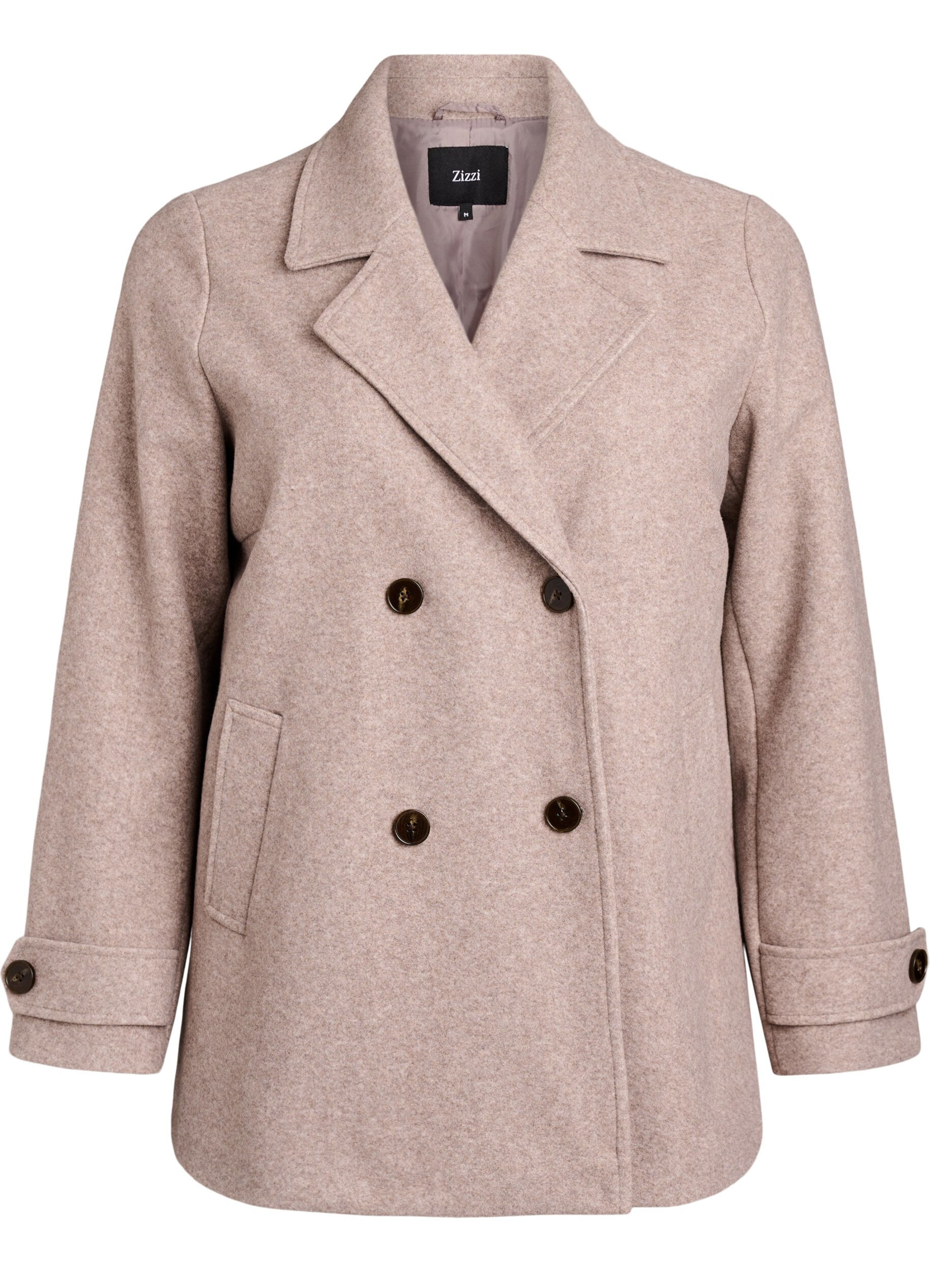 ZizziKurzmantel mit zweireihiger Knopfleiste, Beige, Packshot image number 0