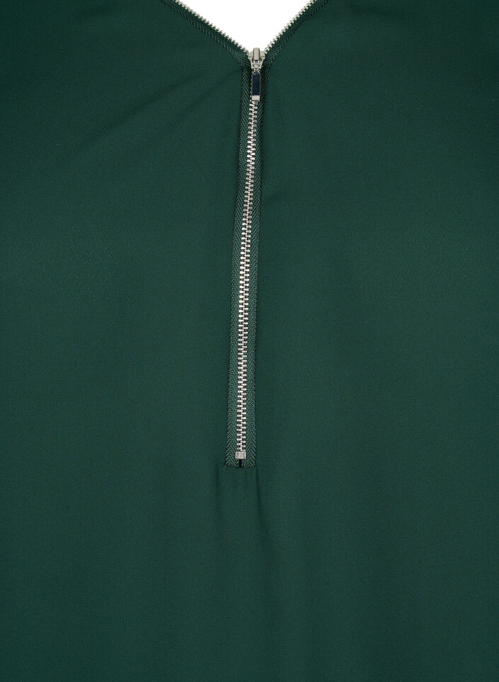 Blouse à encolure en V avec fermeture éclair, Scarab, Packshot image number 3