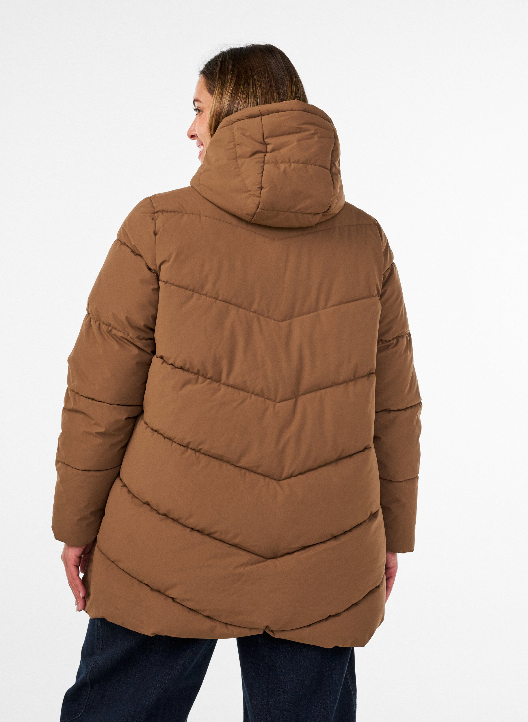 ZizziDoudoune mi-longue avec capuche, Camel, Model image number 2