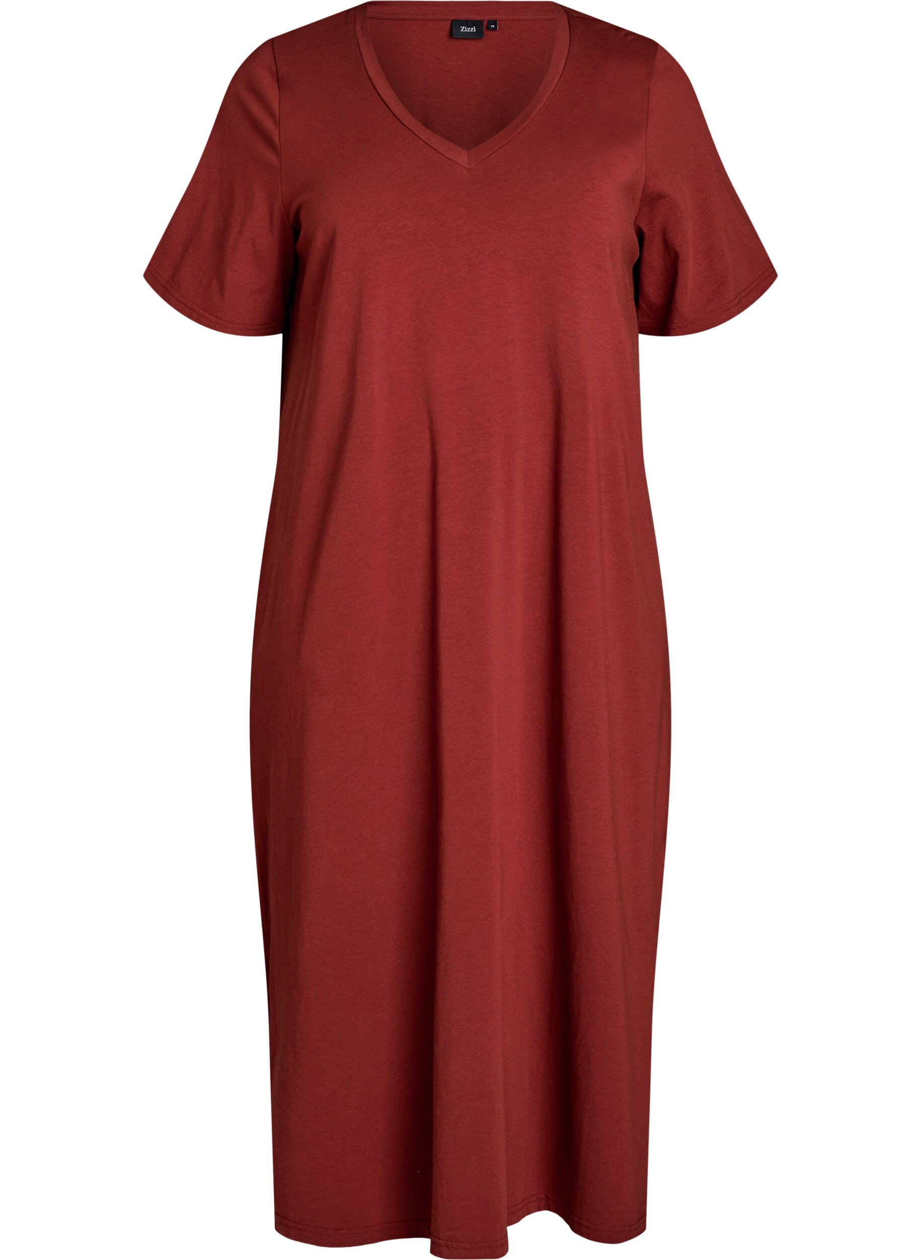 Robe T-shirt midi avec col en V