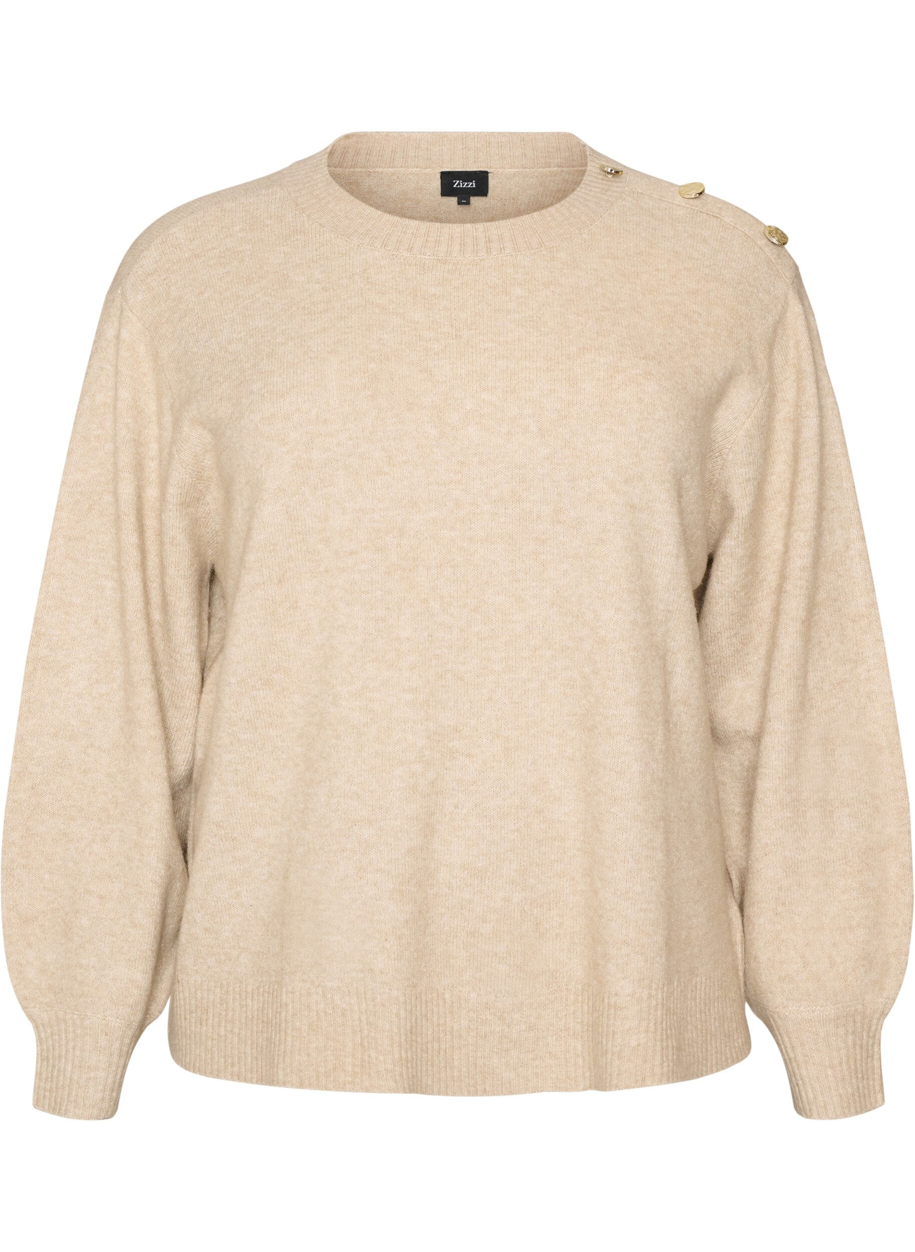 ZizziStrickbluse mit Knopfleiste, Beige, Packshot image number 0