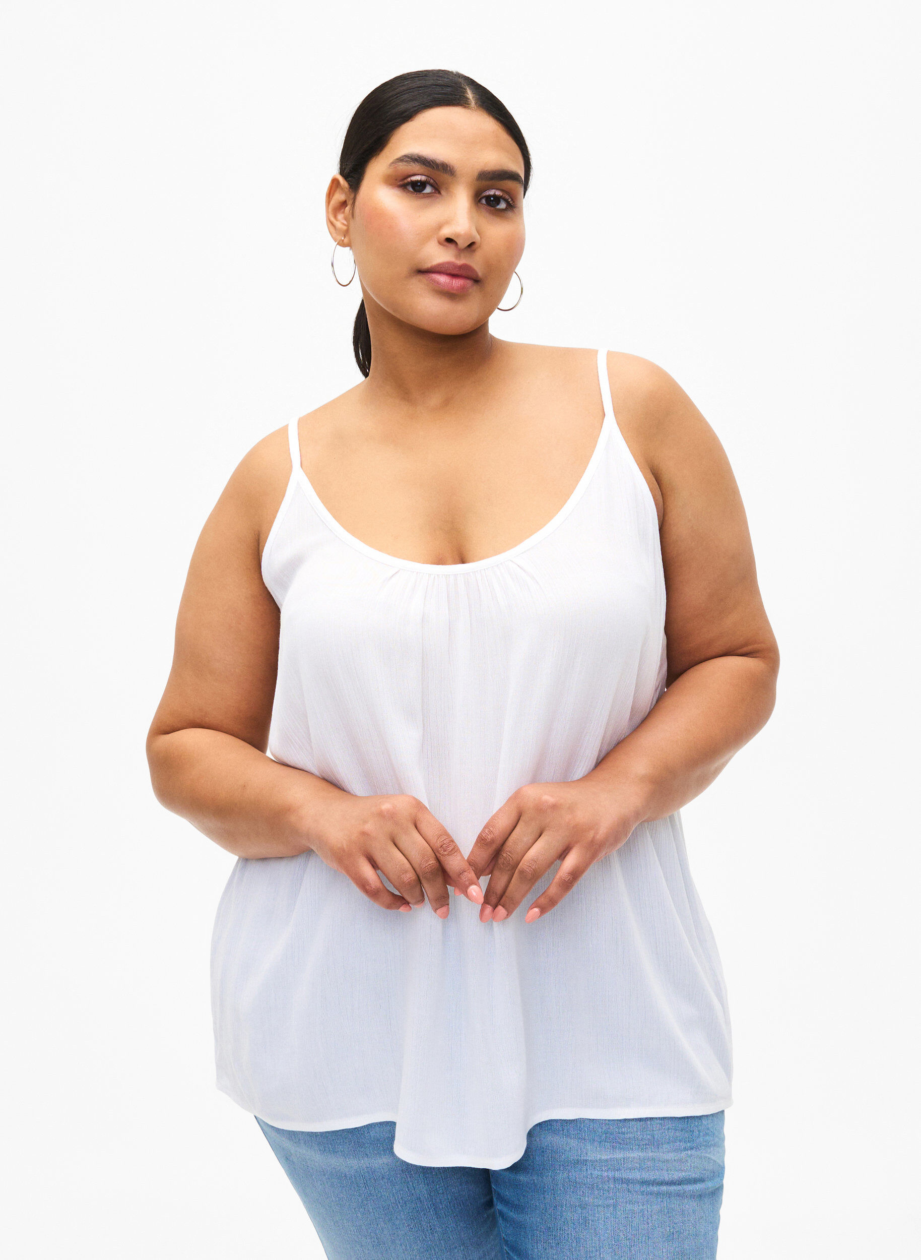 Zizzi Tr&auml;gertop aus Viskose, Wei&szlig;, Model image number 0