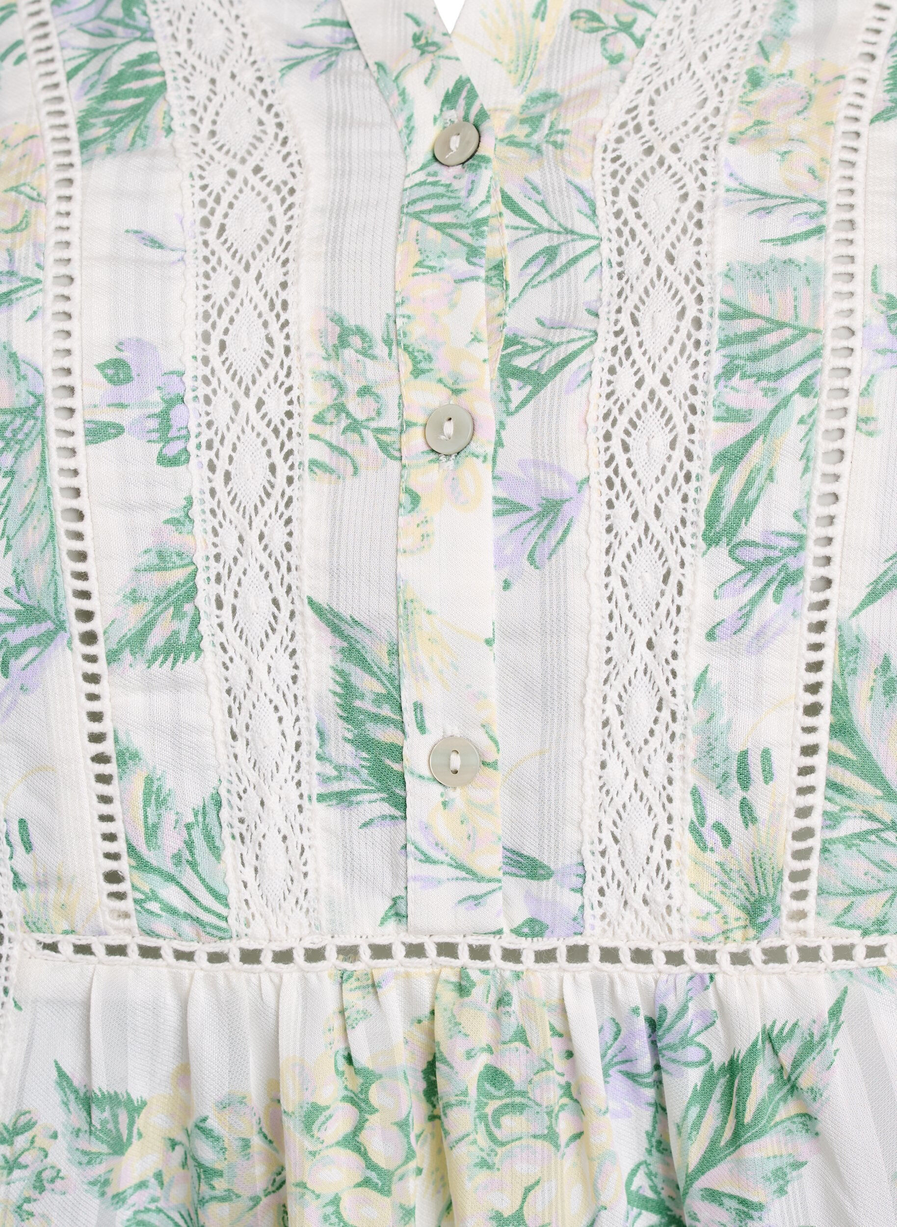 Zizzi Blouse imprim&eacute;e &agrave; manches 1/2, Blanc, Packshot image number 2