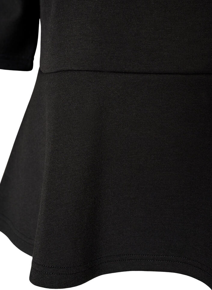 Blouse peplum avec manches longueur coude, Noir, Packshot image number 3