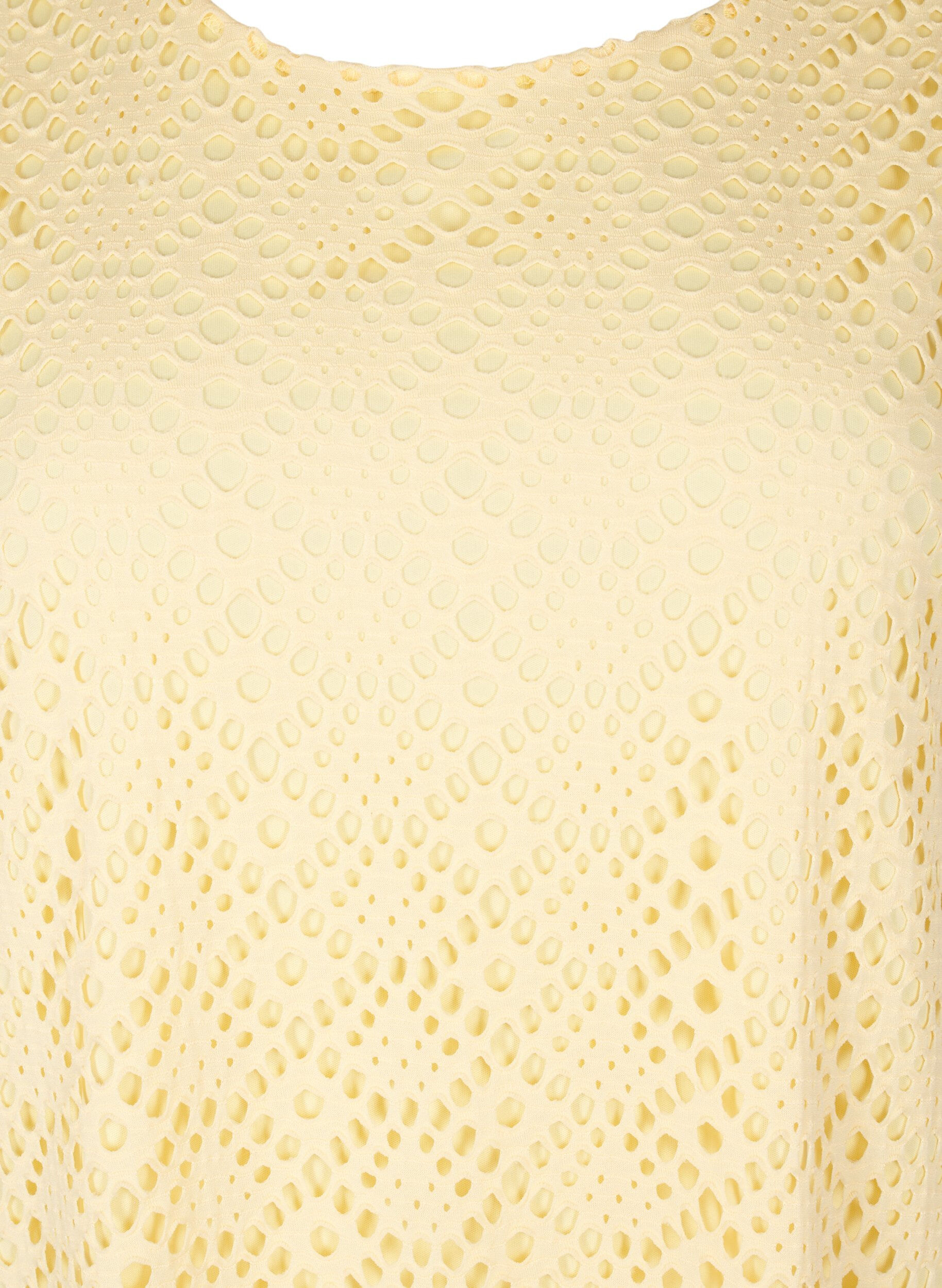 ZizziRobe mi-longue avec motif ajour&eacute; et manches courtes, Jaune clair, Packshot image number 2