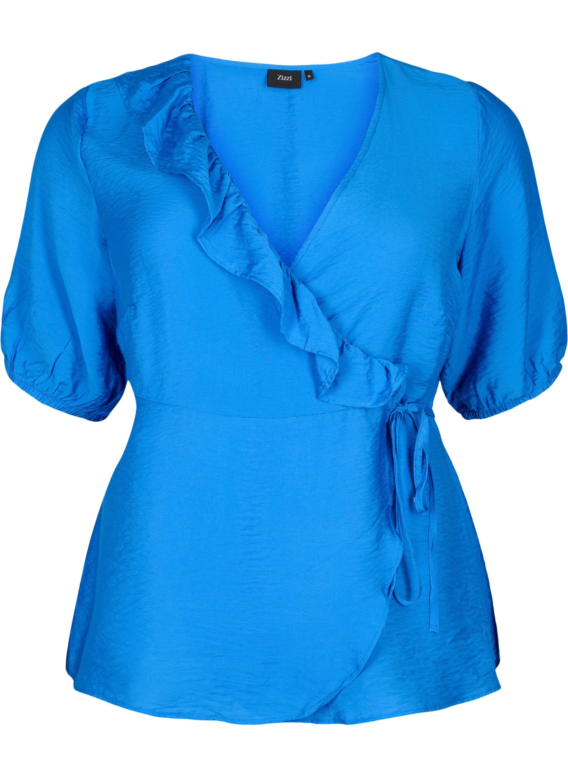 Zizzi Blouse cache-c&oelig;ur en viscose avec manches mi-longues, Olympian Blue, Packshot image number 0