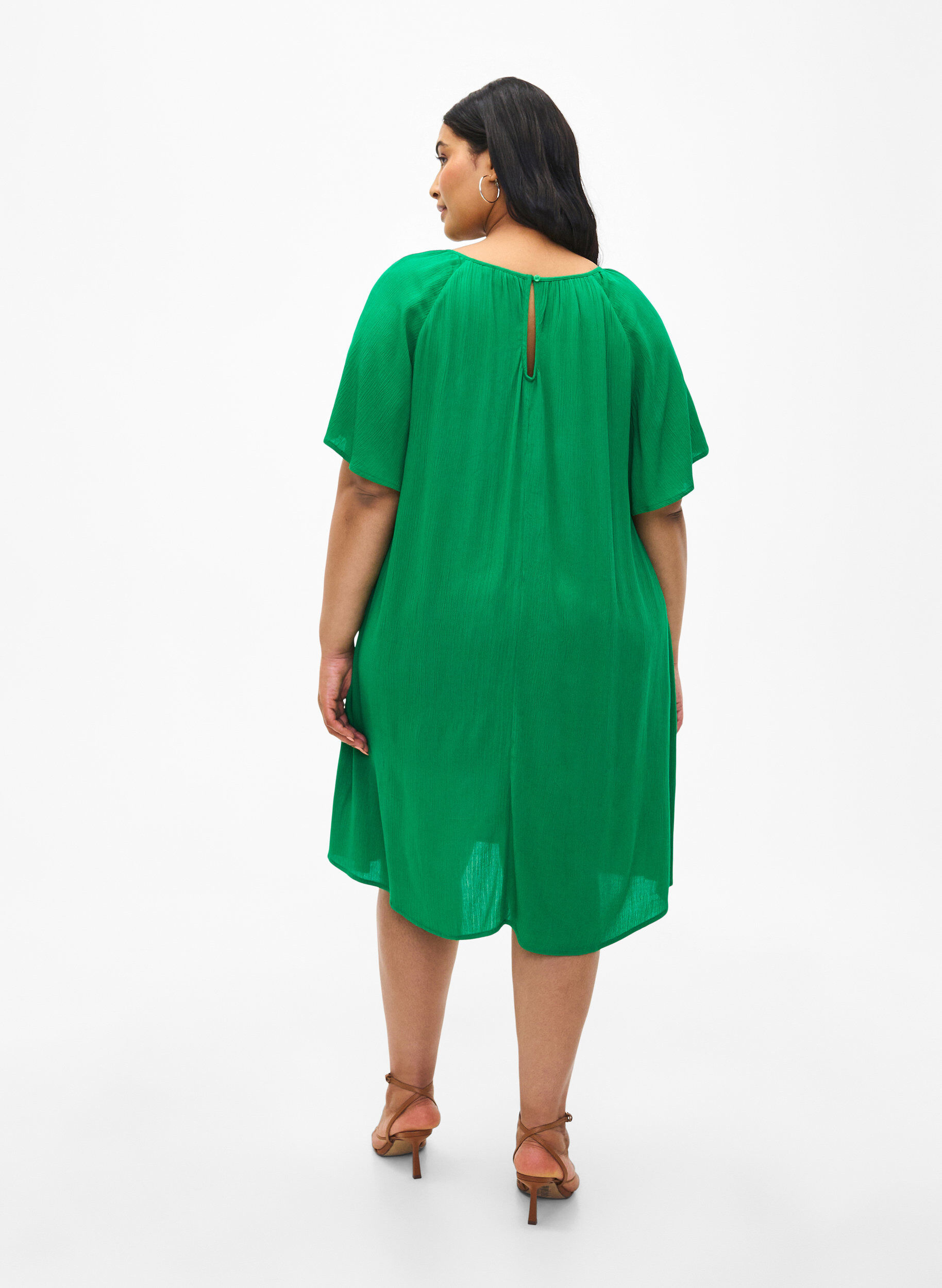 Zizzi Viskosekleid mit kurzen &Auml;rmeln, Jolly Green, Model image number 1