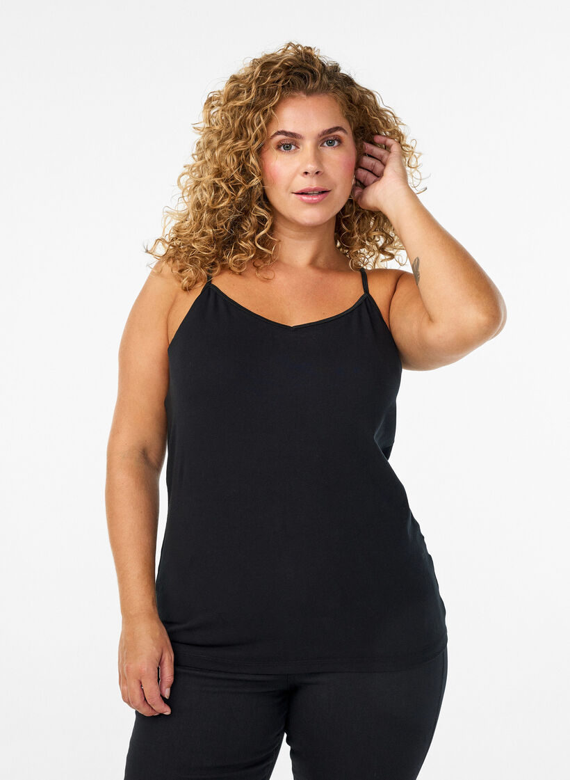 Top basique &agrave; nouer en coton, Noir, Model image number 0