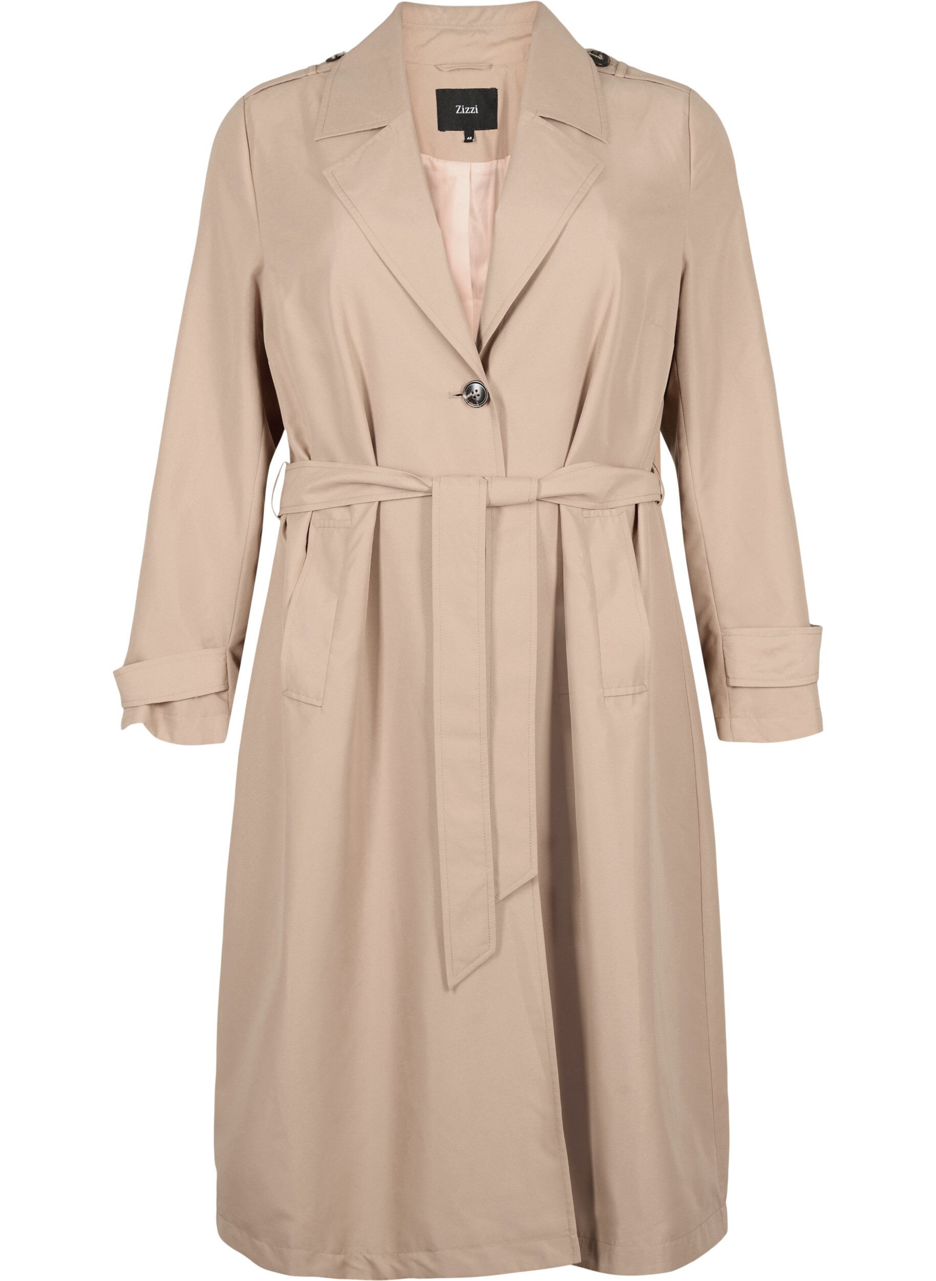 Zizzi Langer Trenchcoat mit G&uuml;rtel, Nomad, Packshot image number 0