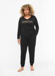 Chemise de nuit en coton avec impression de texte, Black W. Be, Model image number 2