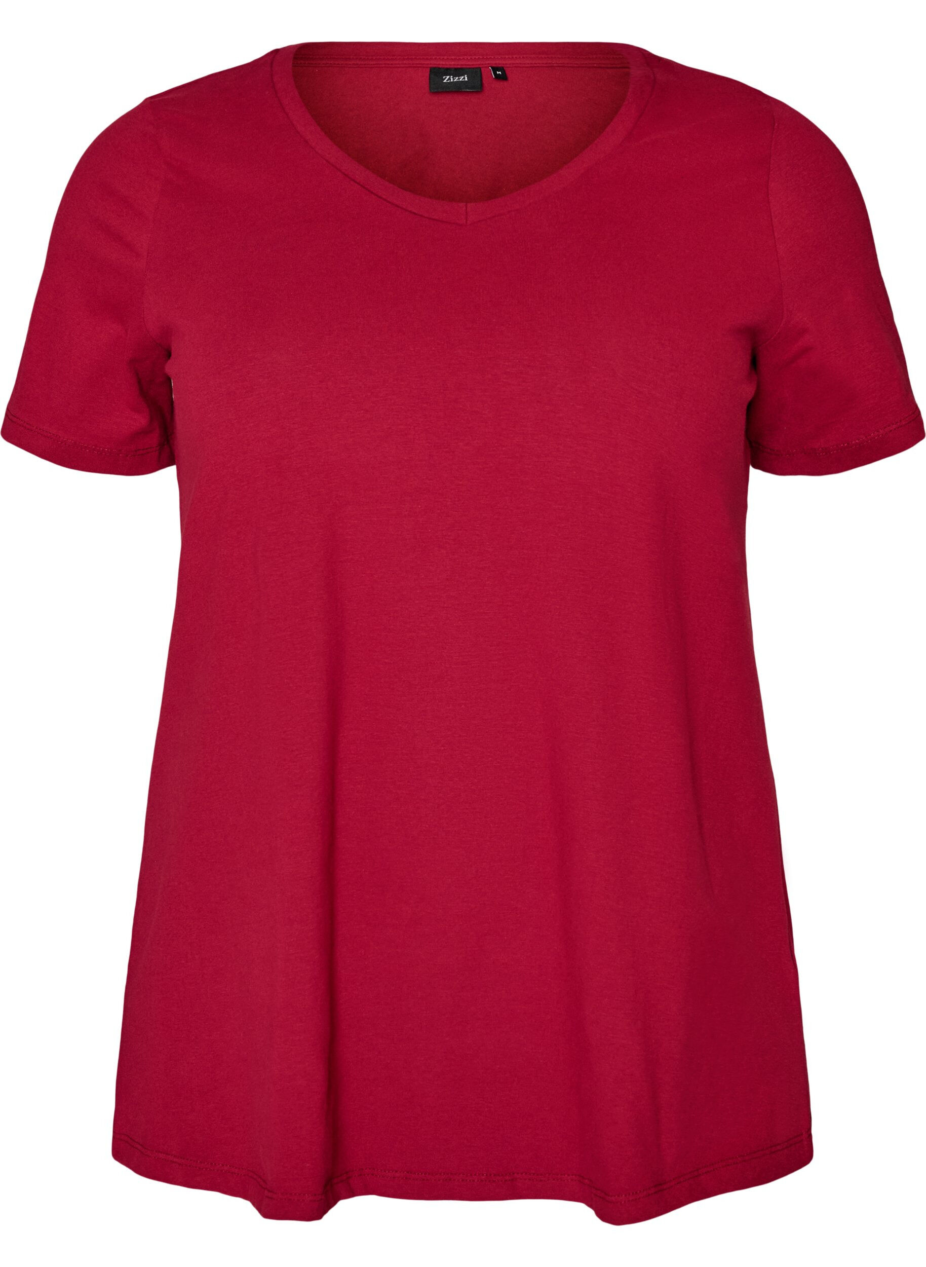 ZizziEinfarbiges basic T-Shirt aus Baumwolle, Rot, Packshot image number 0