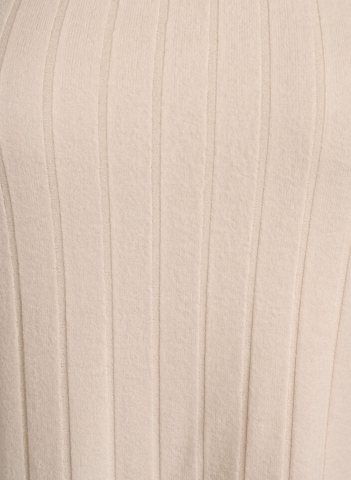 Bluse aus Jersey mit eckigem Ausschnitt und Rippstruktur, Beige, Packshot image number 2