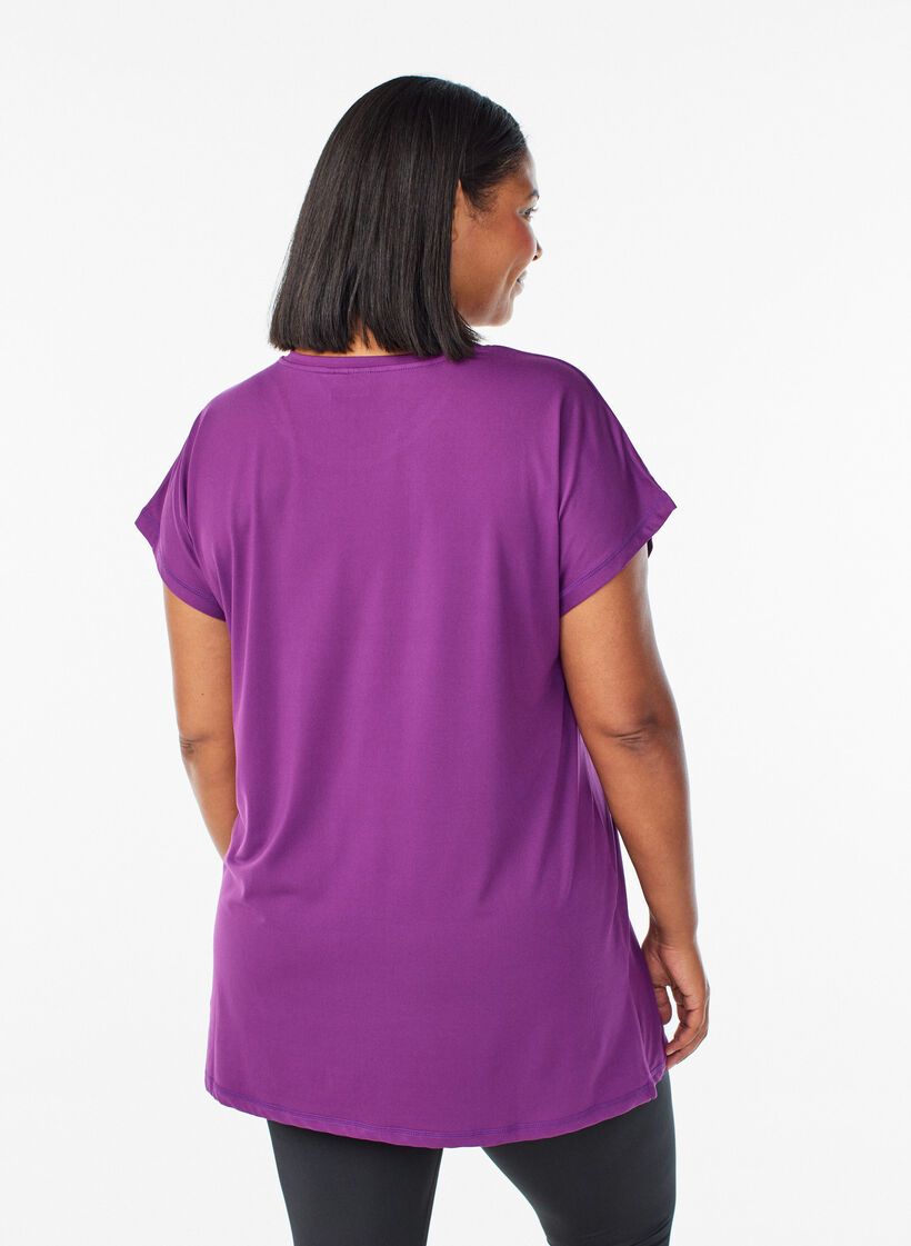 T-shirt long de sport, Violet, Model image number 2