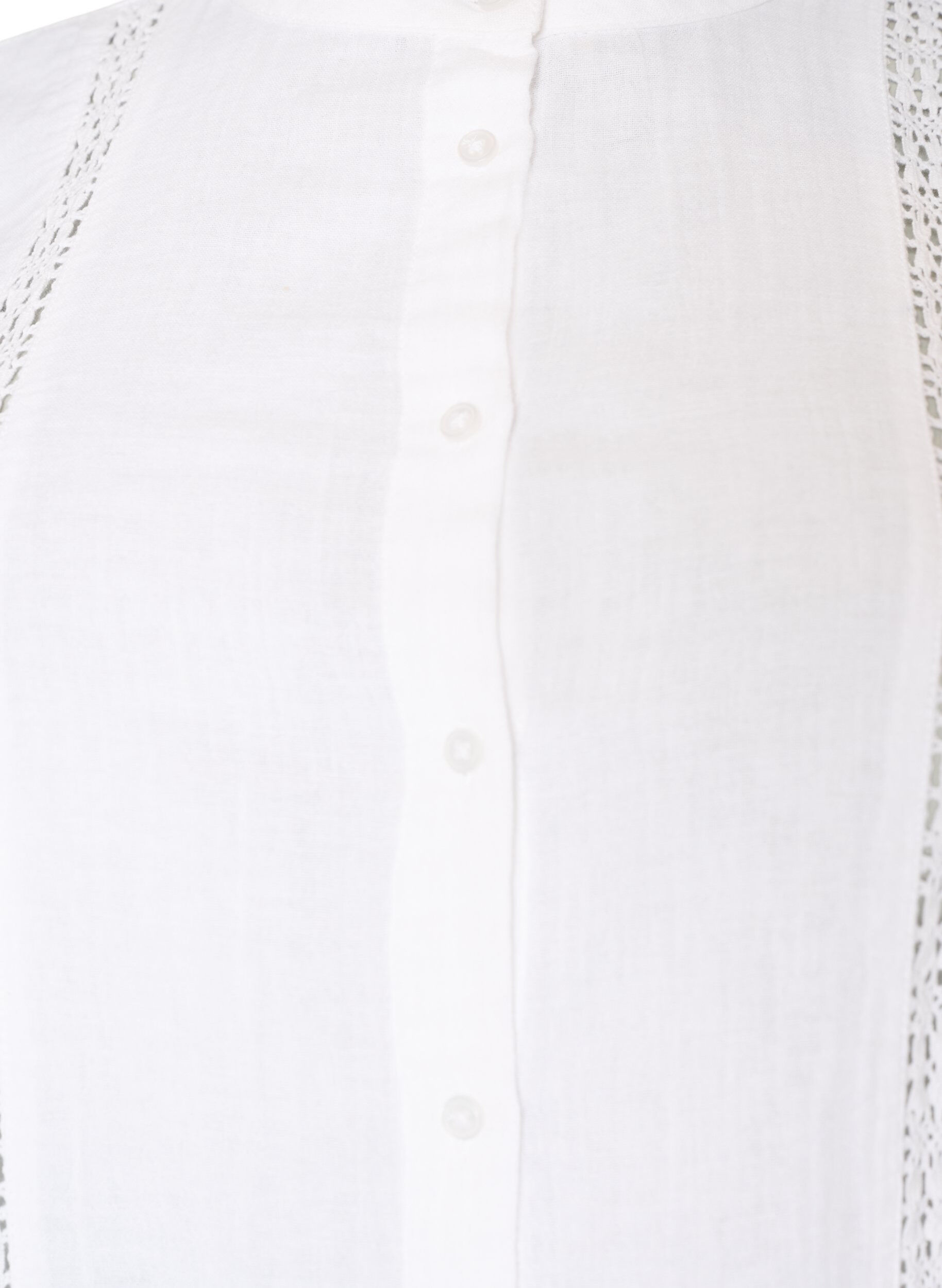 ZizziKurz&auml;rmelige Bluse aus Baumwoll-Musselin mit H&auml;kelbesatz, Wei&szlig;, Packshot image number 2