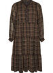 Robe midi &agrave; carreaux avec une jupe &agrave; volants, Marron, Packshot image number 0