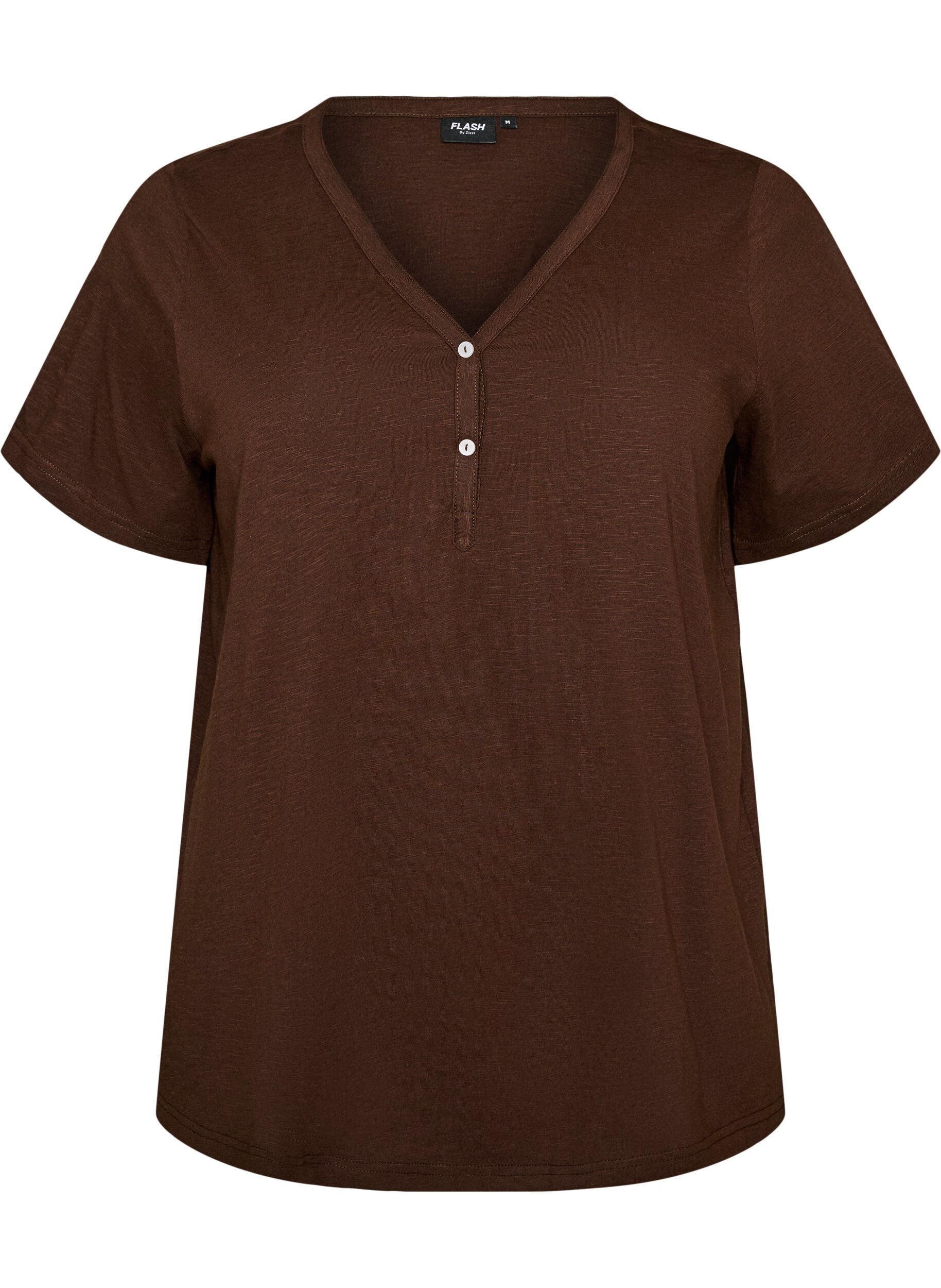 ZizziT-Shirt mit Knopfleiste, Braun, Packshot image number 0