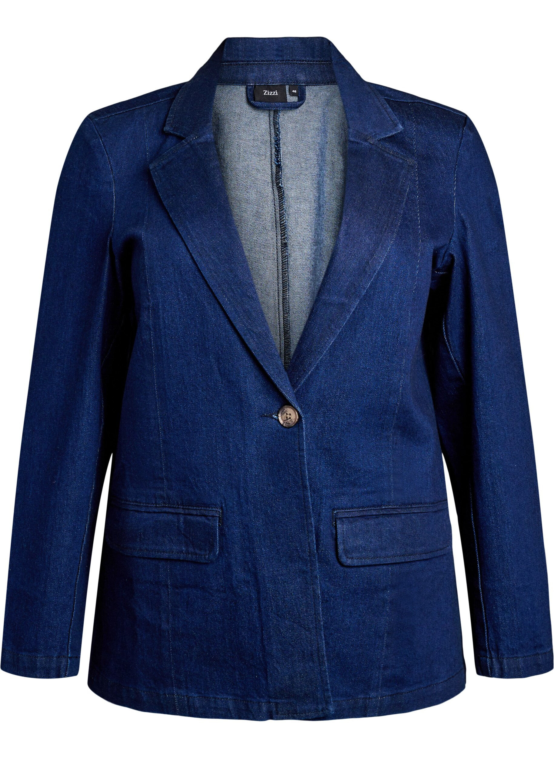 Zizzi Blazer en denim avec des poches, Bleu, Packshot image number 0