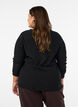 Blouse textur&eacute;e avec bords ondul&eacute;s, Noir, Model image number 2