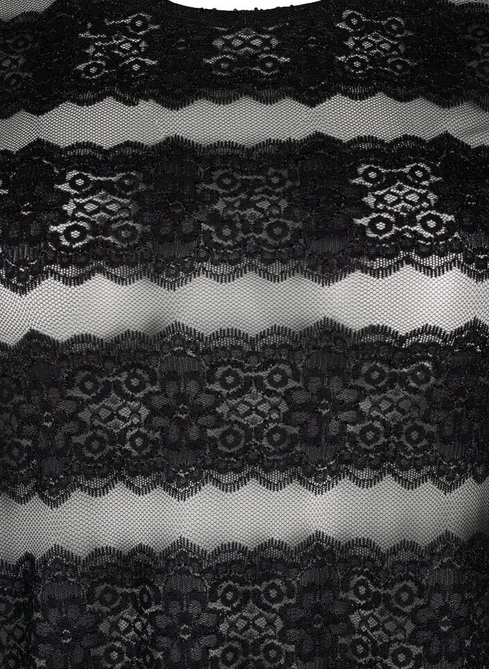 Midikleid mit Spitze und transparentem Mesh, Black, Packshot image number 2