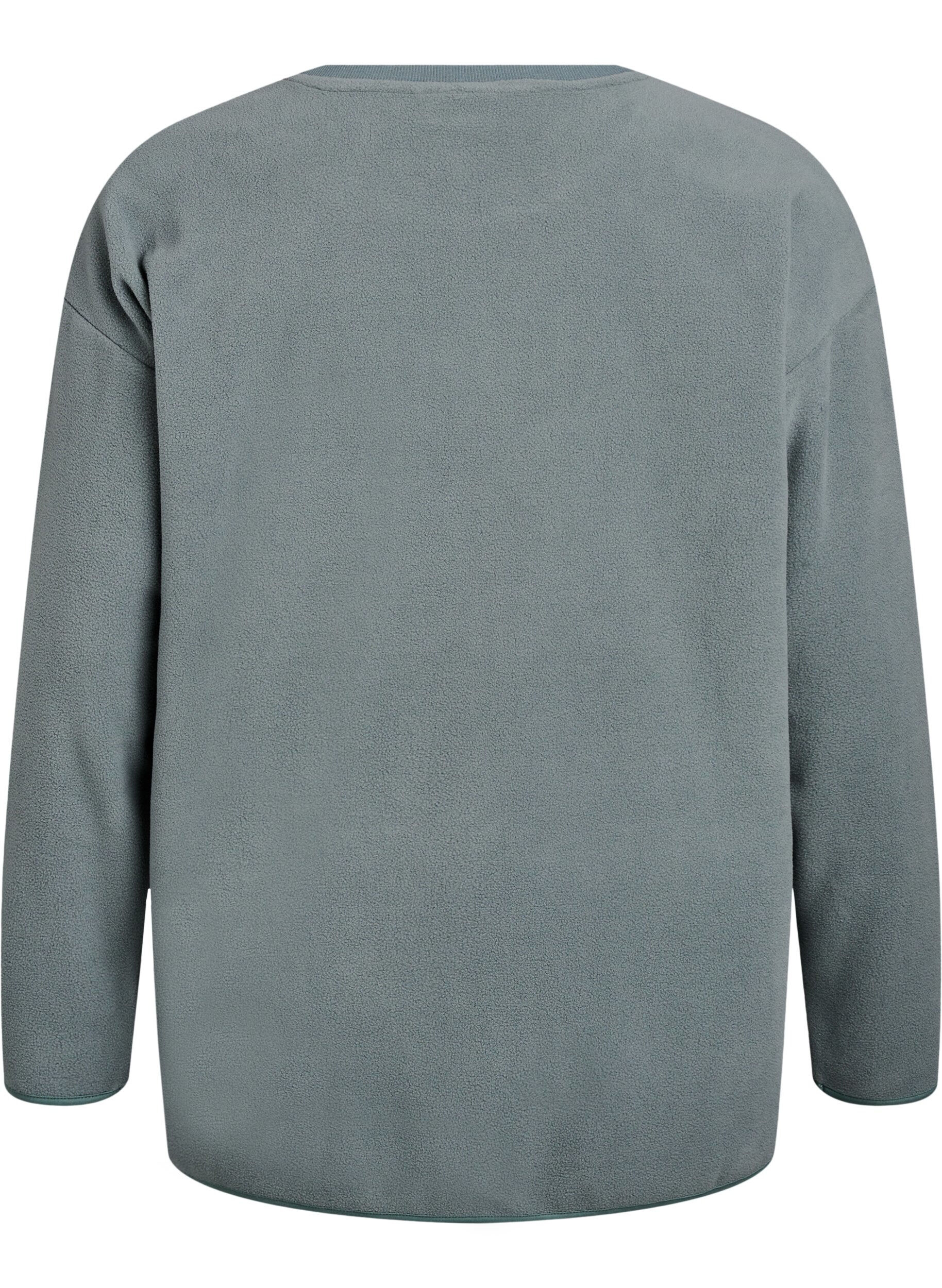 Zizzi Lockere Bluse aus Fleece mit Taschen, Gr&uuml;n, Packshot image number 1