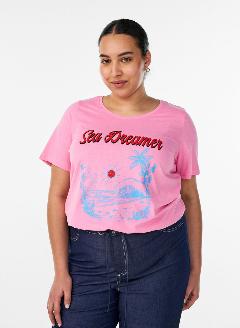 T-Shirt mit Print, Rot, Model image number 0