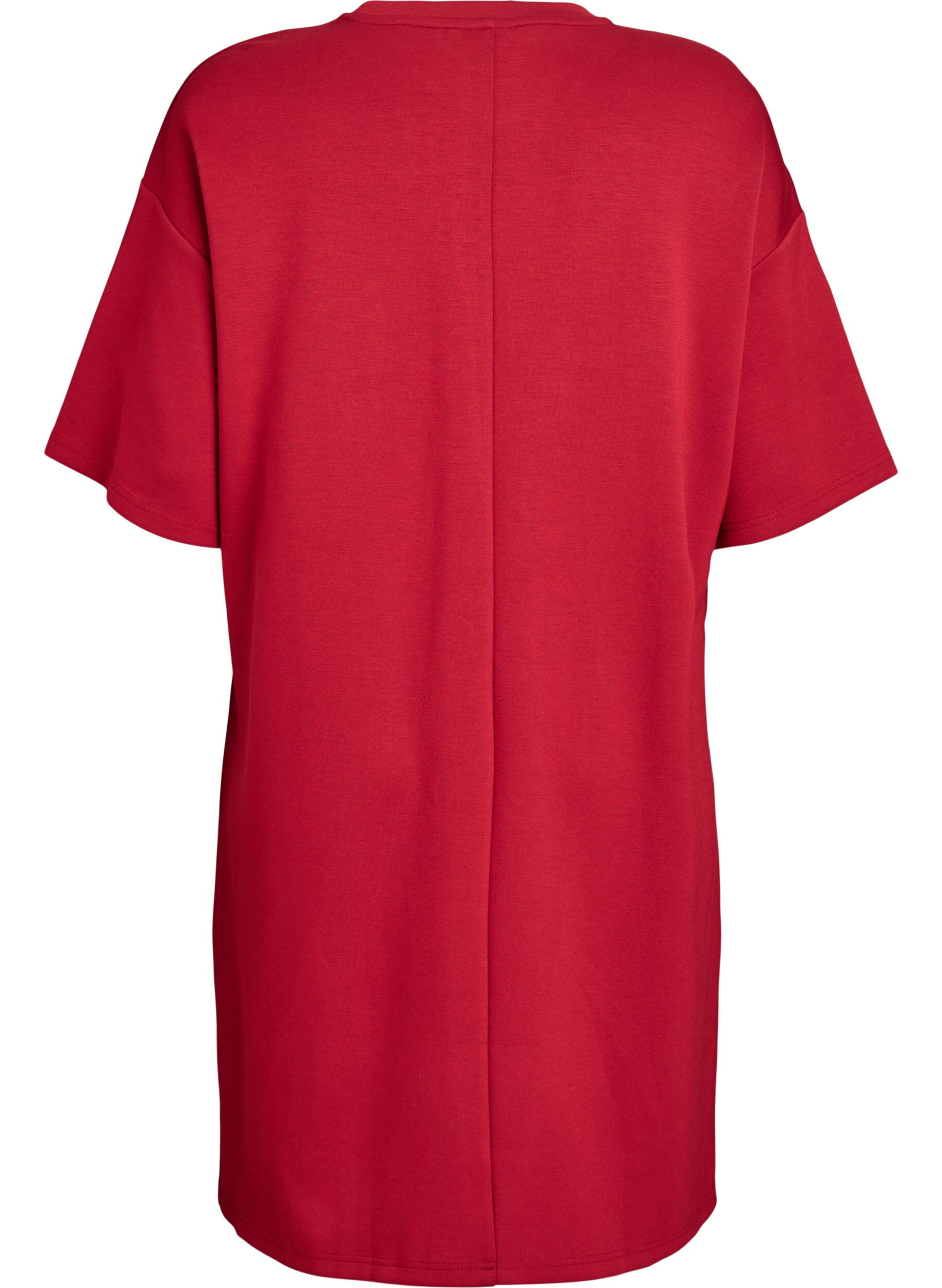 Zizzi T-Shirt-Kleid aus Jersey mit Seitenschlitzen, Rot, Packshot image number 1