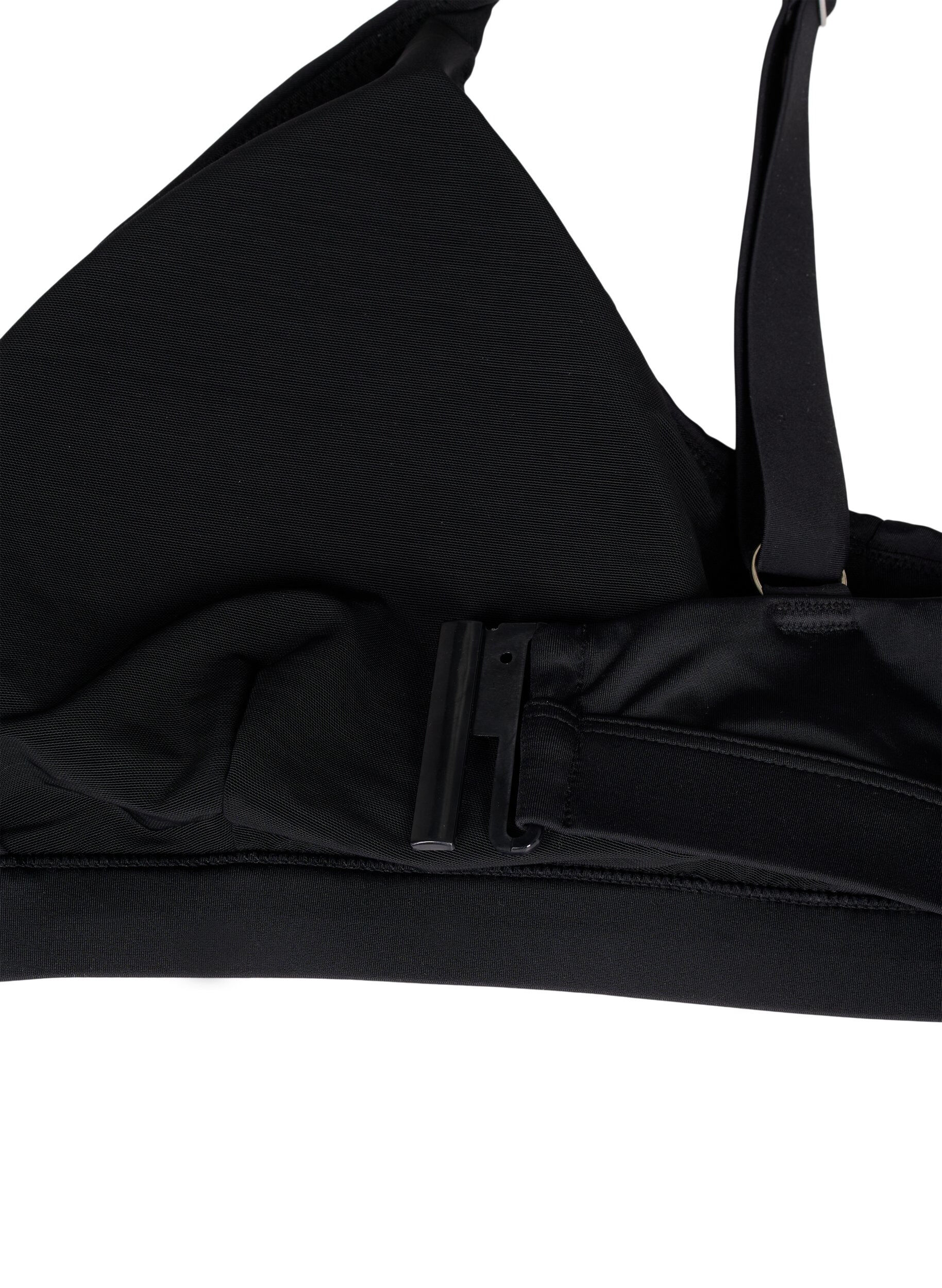 Zizzi Haut de bikini triangle avec d&eacute;tail cache-c&oelig;ur, Noir, Packshot image number 3