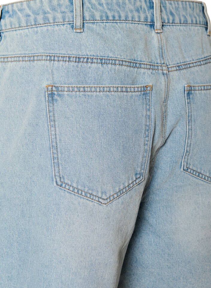Short en denim effet portefeuille et taille haute, Bleu Clair, Packshot image number 3