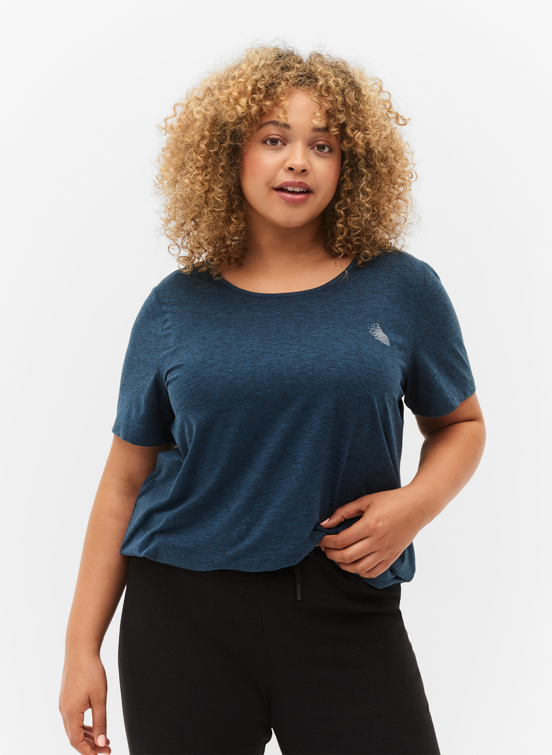 Zizzi T-shirt d'entra&icirc;nement m&eacute;lang&eacute; &agrave; col rond, Night Sky Mel., Model image number 0