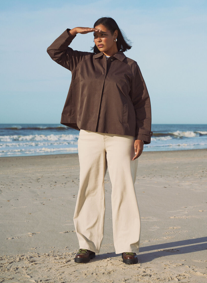 Kurzer Trenchcoat mit Kragen und Raglan&auml;rmeln, Braun, Image image number 0