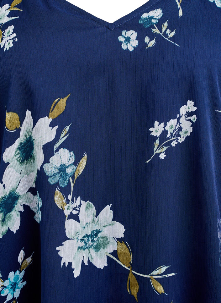 Chemisier en mousseline avec imprim&eacute; floral et manches longues, Bleu, Packshot image number 2