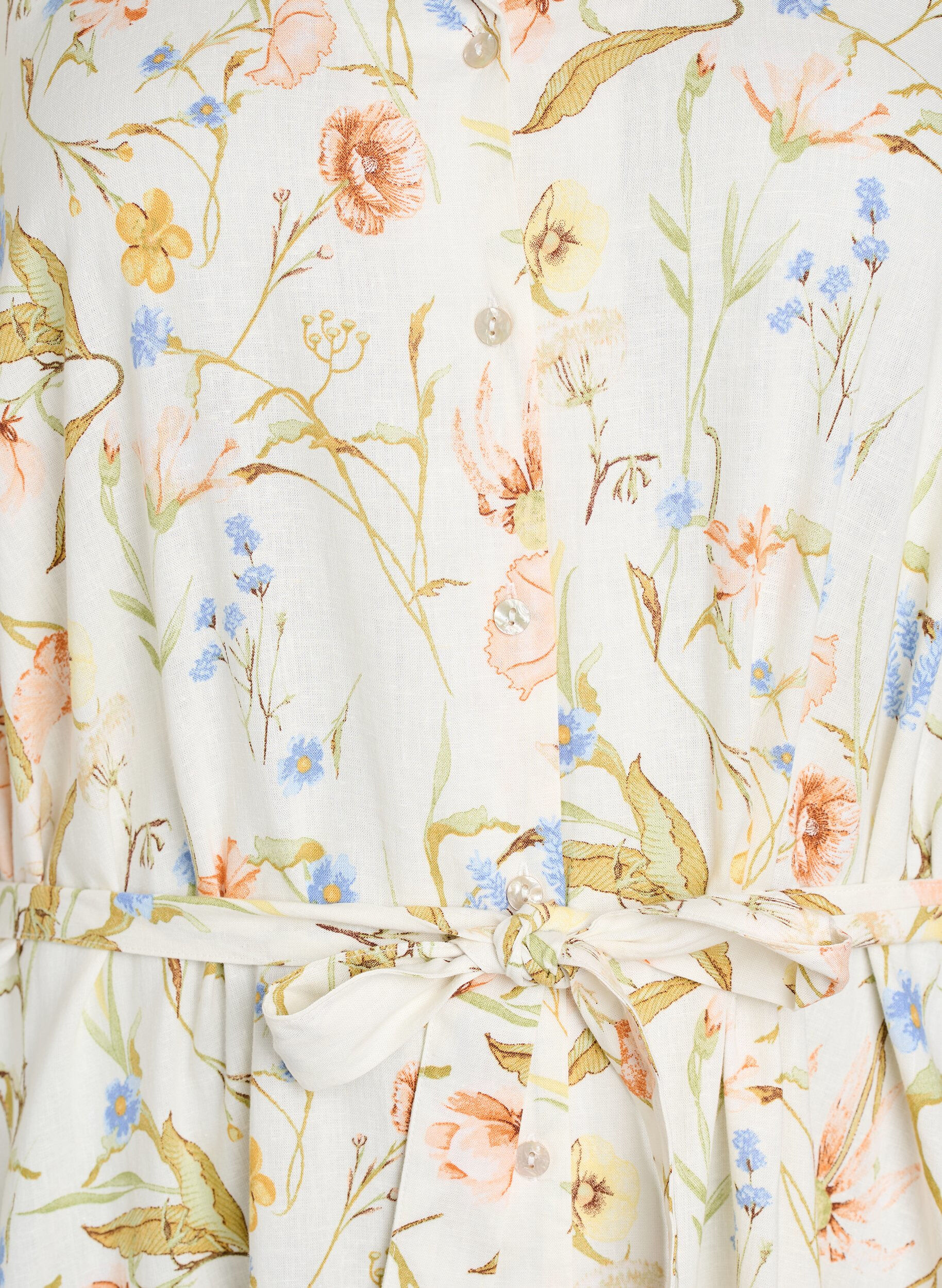 Zizzi Robe chemise en lin et viscose avec une ceinture &agrave; nouer, Vanille, Packshot image number 2