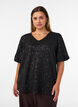 Blouse &agrave; sequins avec manches ballon, Noir, Model image number 0