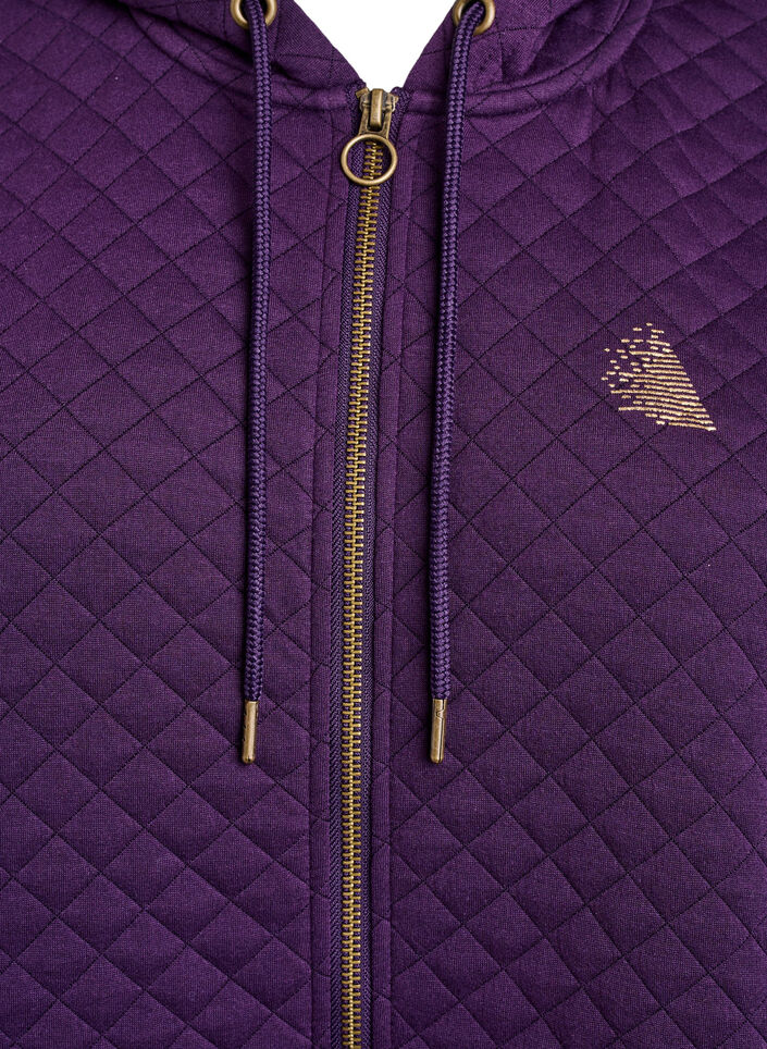 Cardigan de sport long matelassé avec fermeture éclair, Violet, Packshot image number 2