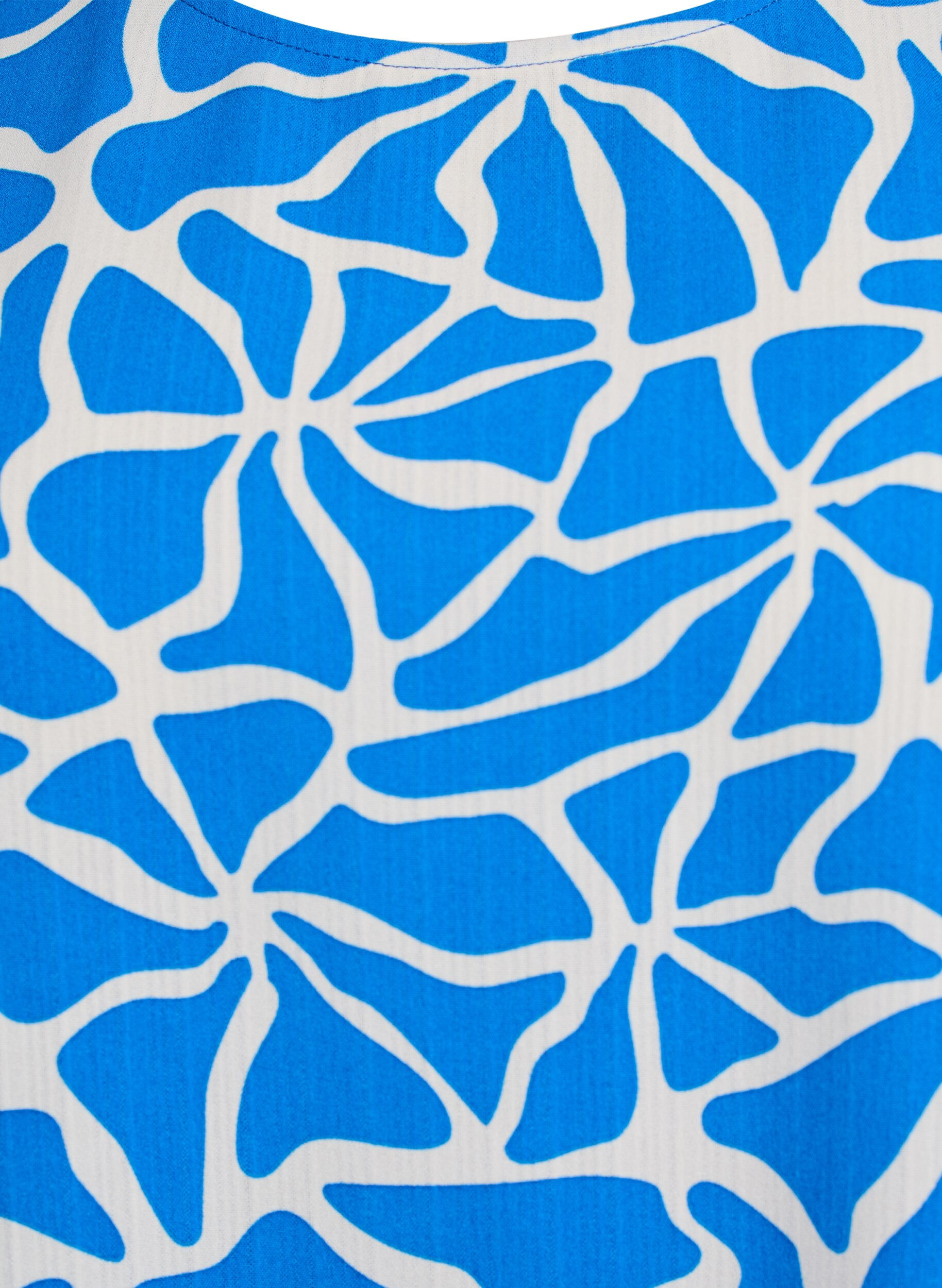 Zizzi Chemisier &agrave; manches courtes avec col rond, Bleu intense, Packshot image number 2