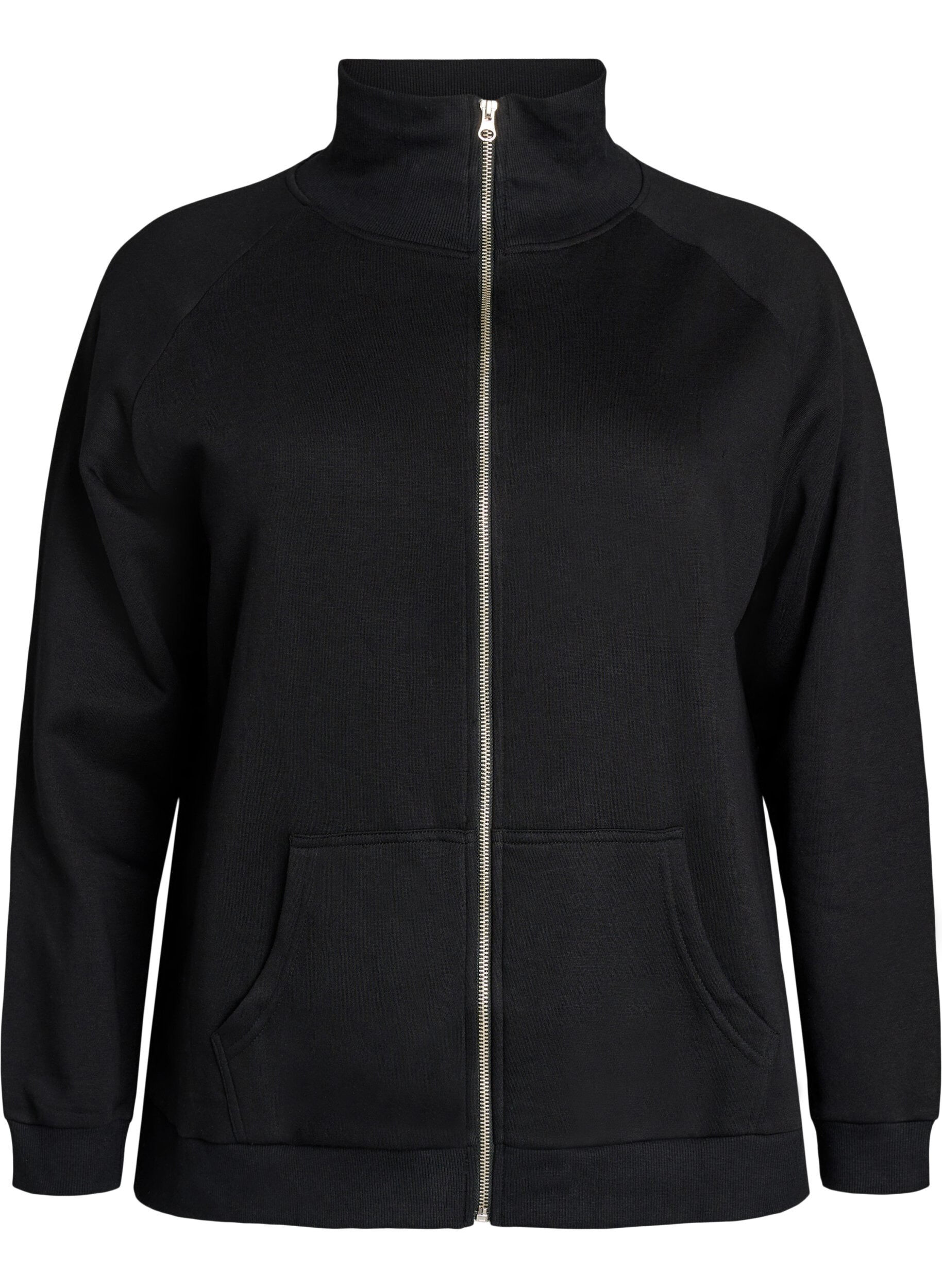 ZizziCardigan sweat avec col montant et zip, Noir, Packshot image number 0
