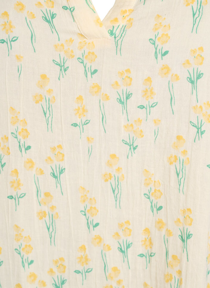 Robe courte &eacute;vas&eacute;e en mousseline de coton, Jaune clair, Packshot image number 2