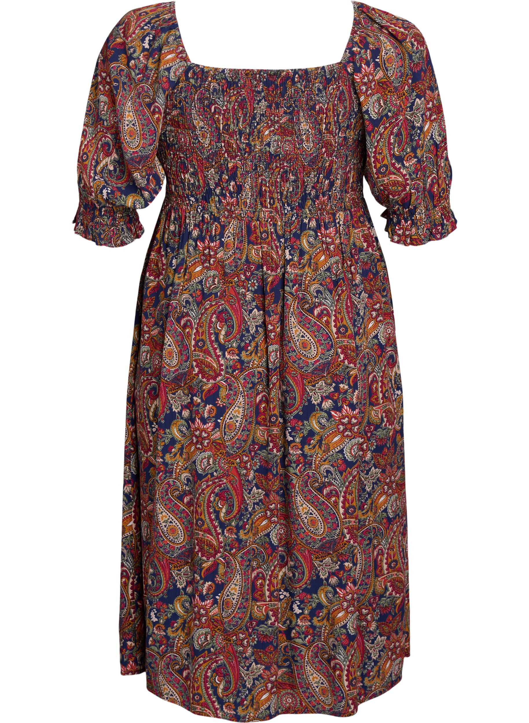ZizziSommerkleid aus Viskose mit Paisleymuster, Blau, Packshot image number 1