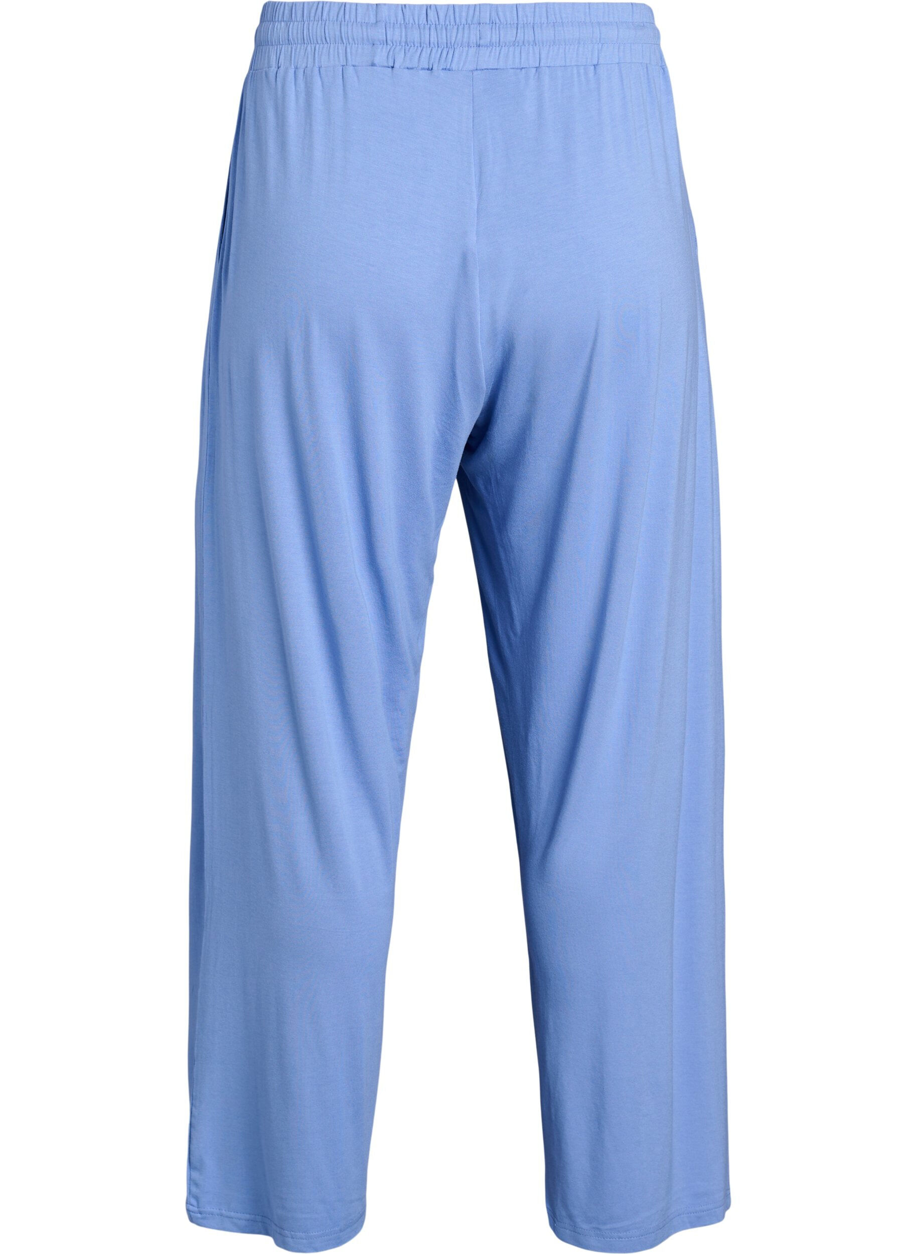 Zizzi Pantalon de nuit ample en jersey de viscose avec poches, Bleu, Packshot image number 1
