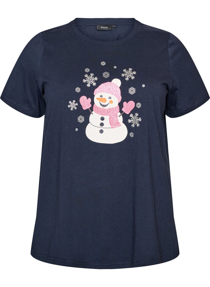 T-shirt de No&euml;l en coton bio, Bleu, Packshot image number 0