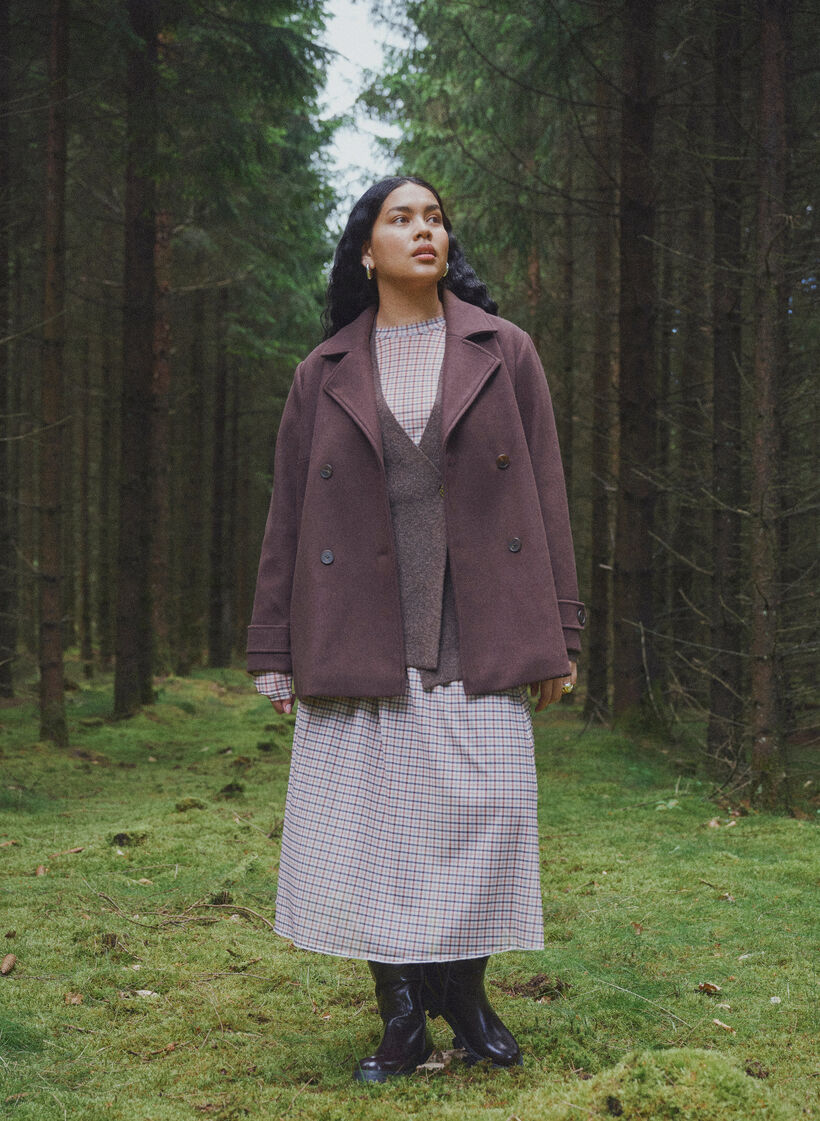 Manteau court avec fermeture &agrave; double-boutonnage, Marron, Image