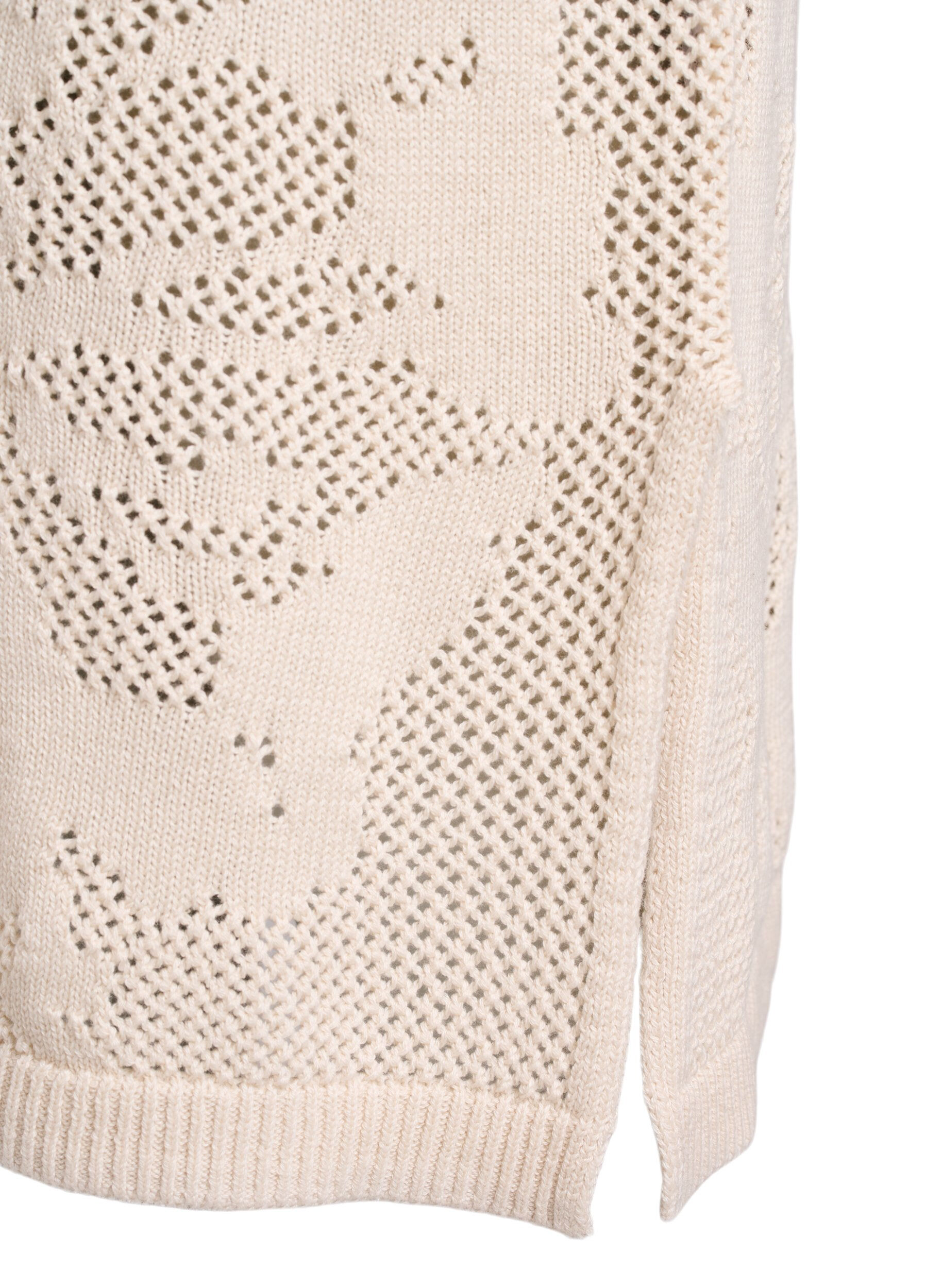 Zizzi Strickkleid mit Ajourmuster und 3/4-&Auml;rmeln, Beige, Packshot image number 3