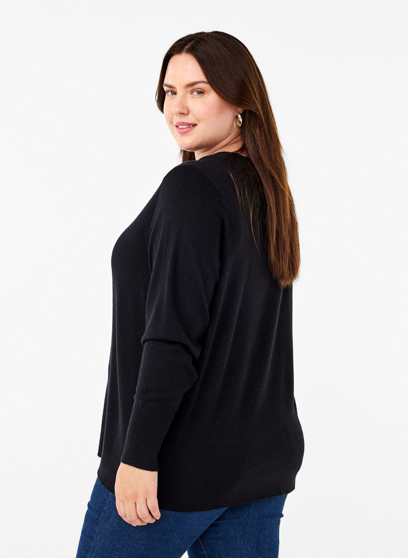 Strickpullover mit Rundhalsausschnitt, Schwarz, Model image number 2
