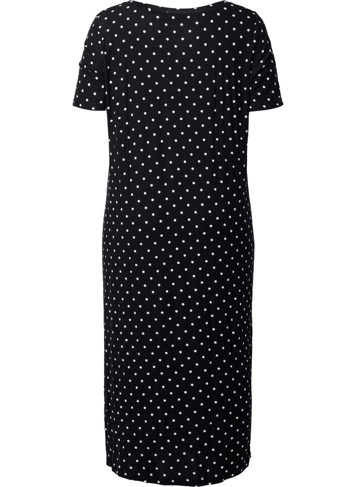 Robe midi en viscose à manches courtes, Black Dot, Packshot image number 1